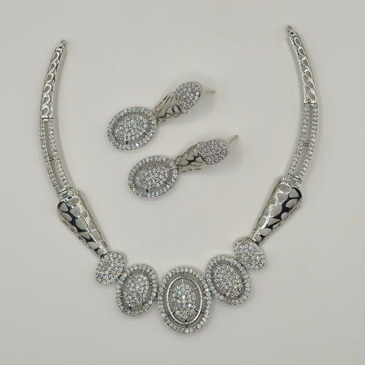 Elegant American Diamond Necklace and Earrings Set