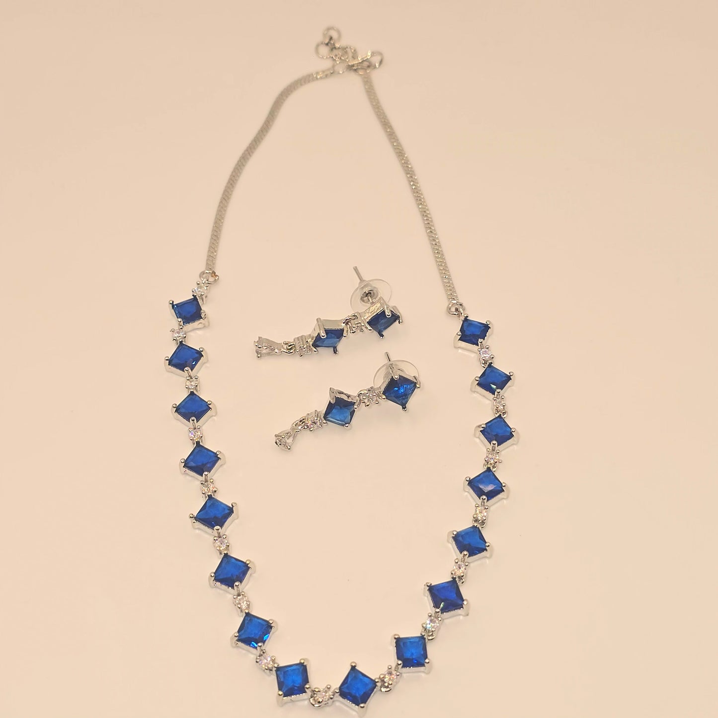 Elegant Black American Diamond Necklace and Earrings Set