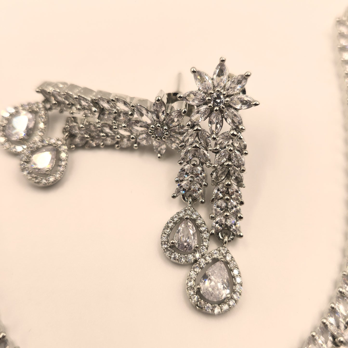 Elegant American Diamond Necklace and Earrings Set