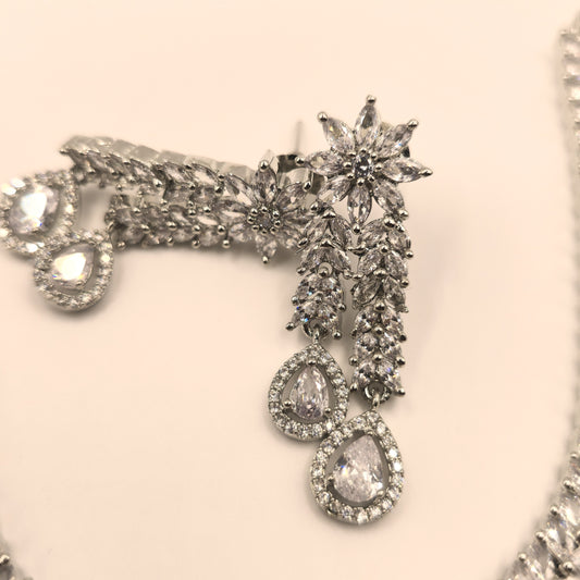 Elegant American Diamond Necklace and Earrings Set
