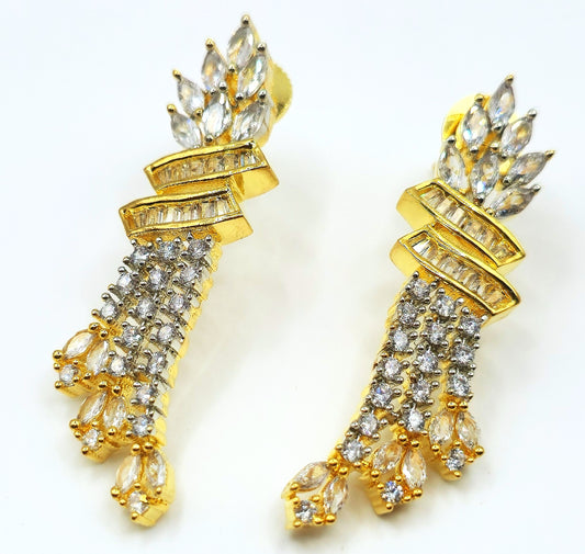 Stunning Gold American Diamond Necklace and Earrings Set