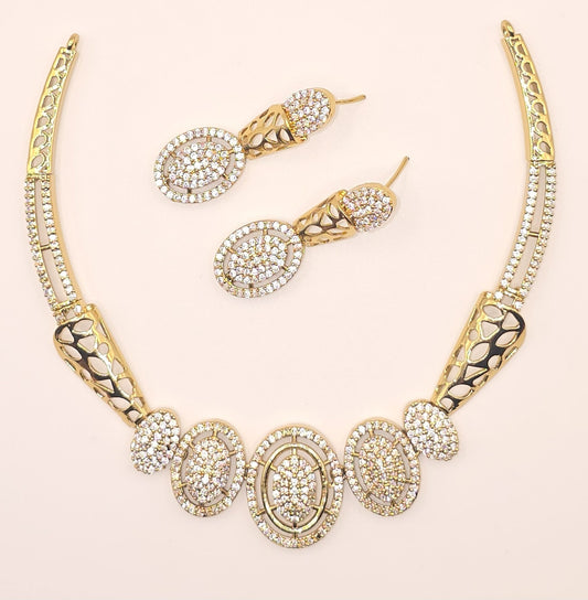 Elegant American Diamond Necklace and Earrings Set