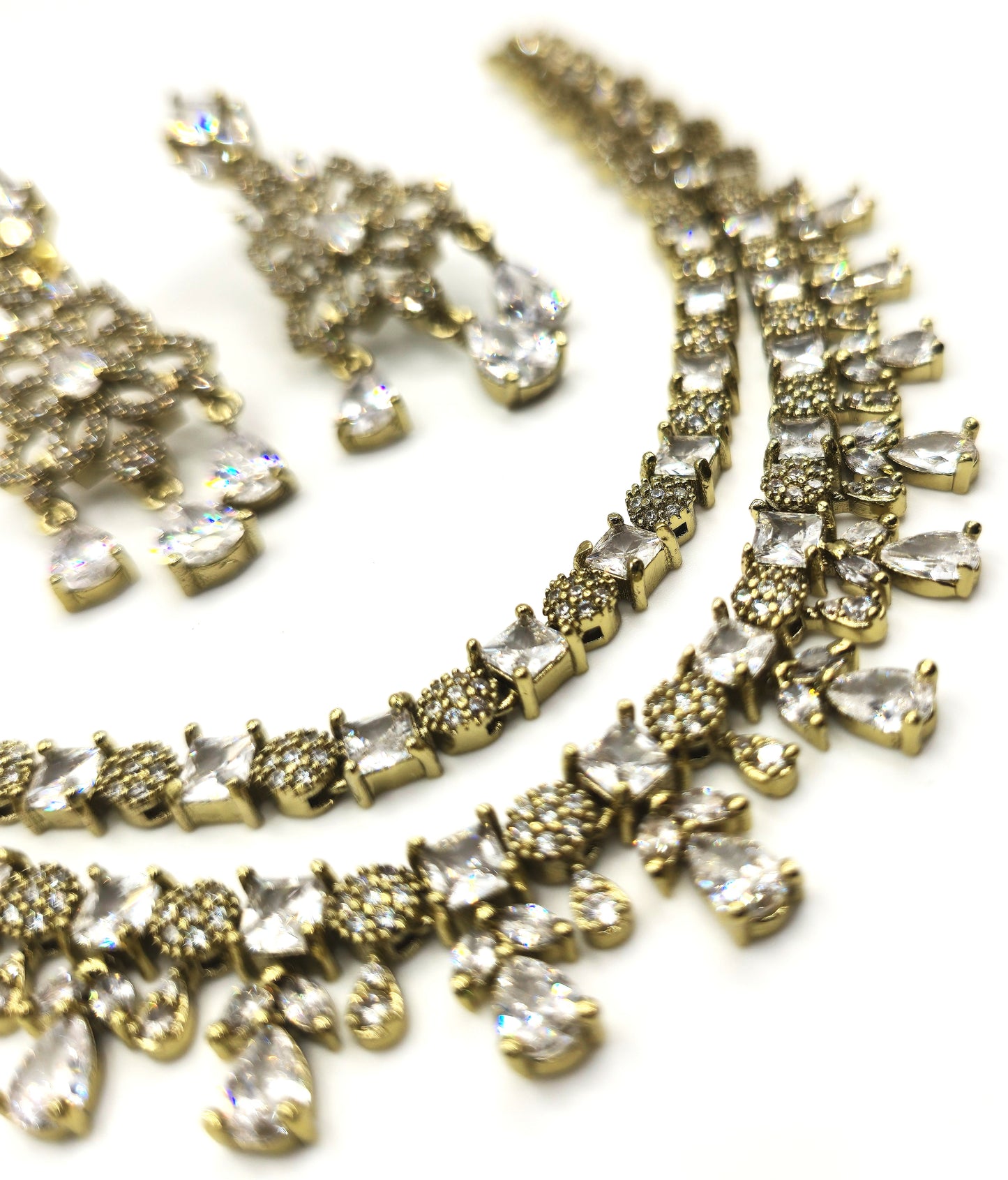 Ruby Pink American Diamond Necklace Set