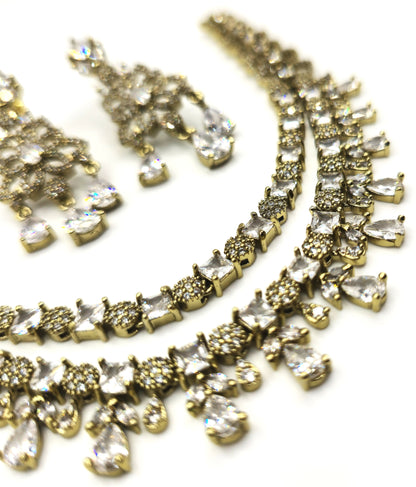 Ruby Pink American Diamond Necklace Set