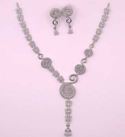 Dazzling American Diamond Necklace and Earrings Set