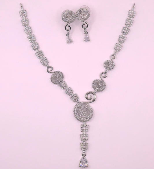 Dazzling American Diamond Necklace and Earrings Set