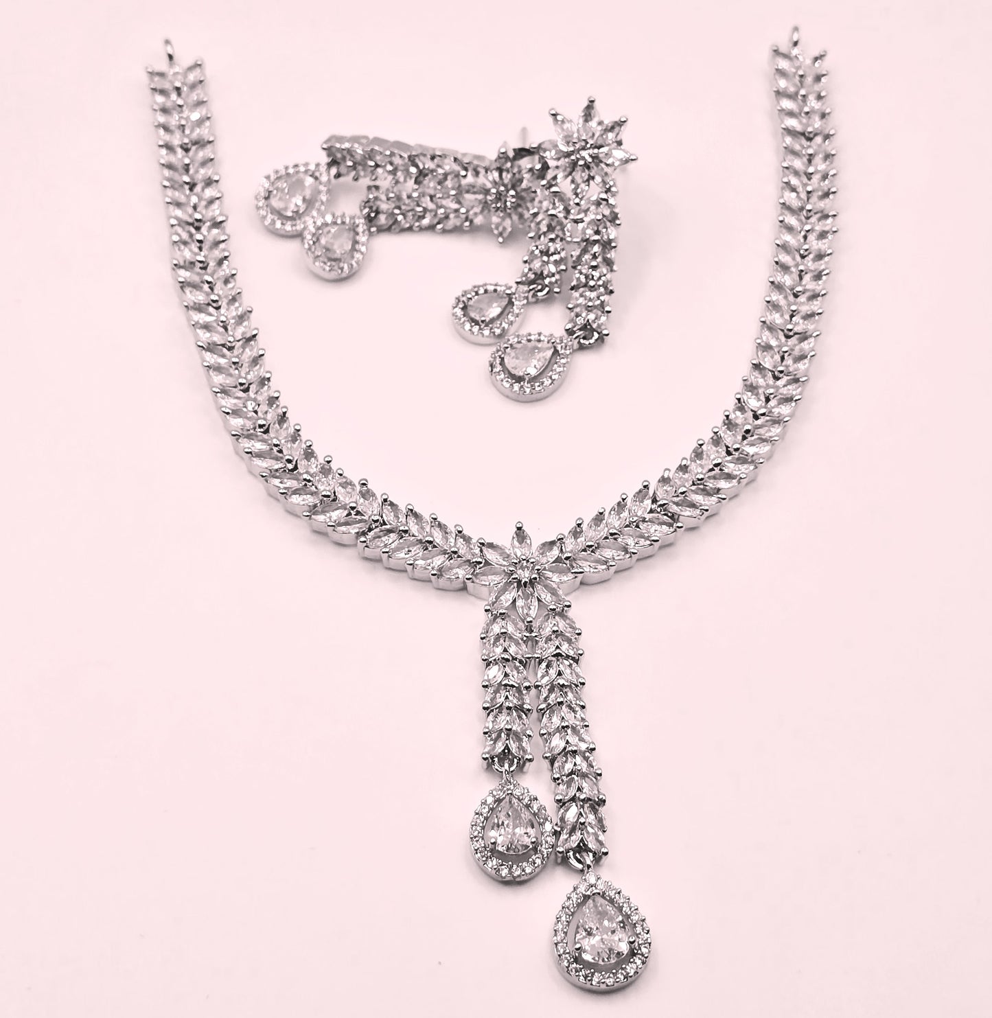 Elegant American Diamond Necklace and Earrings Set