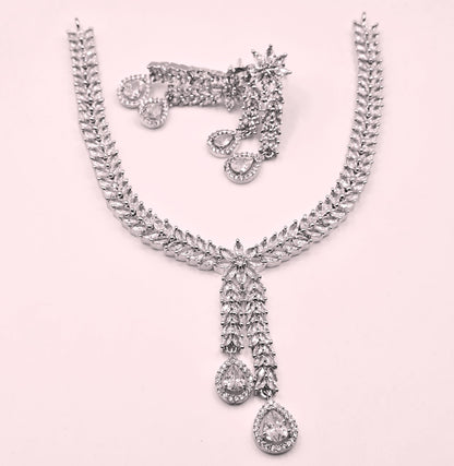 Elegant American Diamond Necklace and Earrings Set