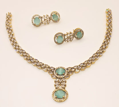 "Emerald Elegance: The Sparkling American Diamond Necklace"